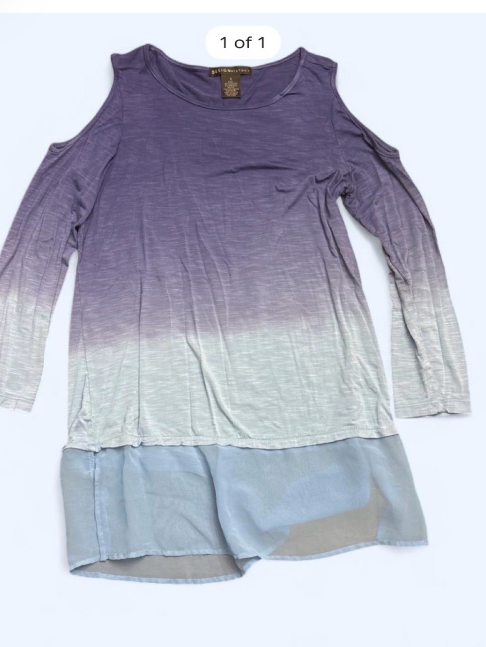 Design History Purple Ombre Cold-Shoulder Blouse with Sheer Hem